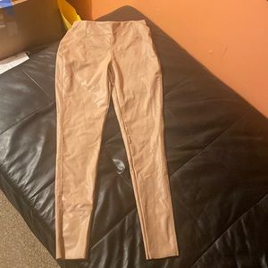 Camel Vegan Leather Leggings